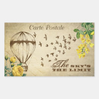 Carte Postal Vintage Hot Air Balloon Scrapbook