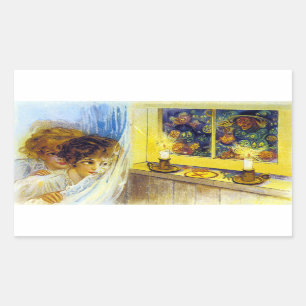 Sticker Rectangulaire Carte postale Halloween vintage