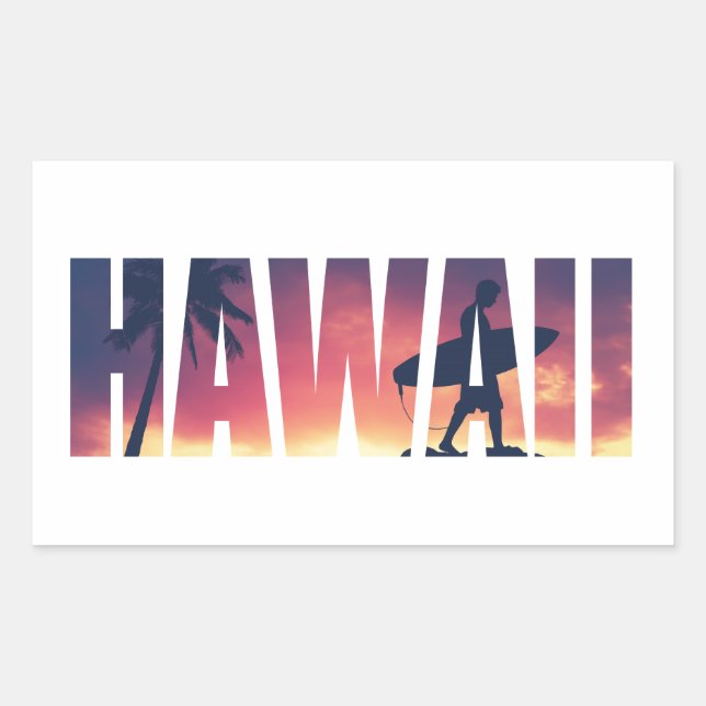 Sticker Rectangulaire Carte postale Hawaii filtrée vintage (Devant)