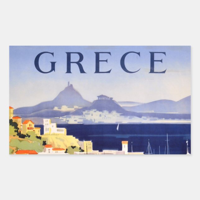 Sticker Rectangulaire Carte postale Vintage Athènes Grèce (Devant)