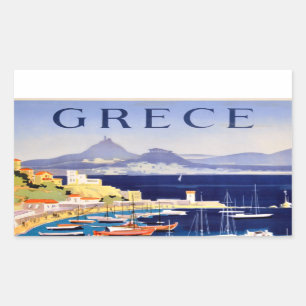 Sticker Rectangulaire Carte postale Vintage Athènes Grèce