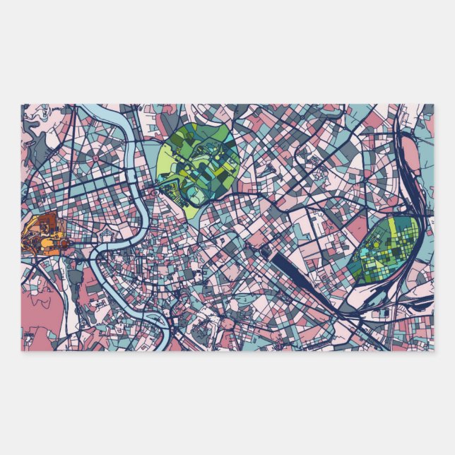Sticker Rectangulaire Carte Rome Italie (Devant)