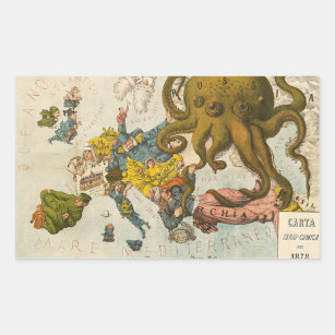 Sticker Rectangulaire Carte Vintage amusante de l'Europe