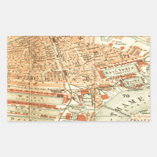 Sticker Rectangulaire Carte vintage de Londres Street