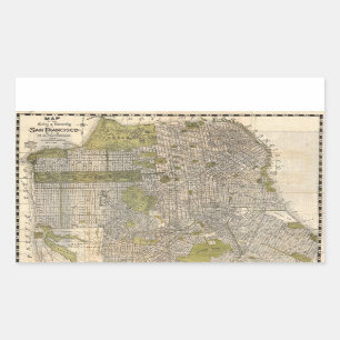 Sticker Rectangulaire Carte vintage de San Francisco (1932)
