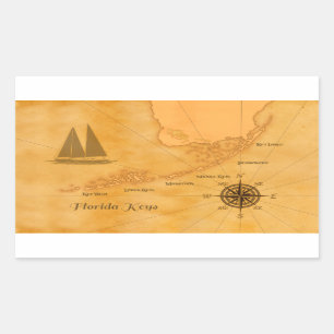 Sticker Rectangulaire Carte vintage Nautical Florida Keys