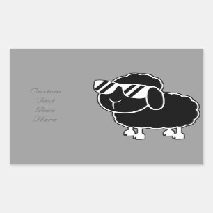 Sticker Rectangulaire Cartographie de mouton noir mignon