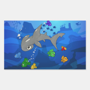 Sticker Rectangulaire Cartoon Hammerhead Shark