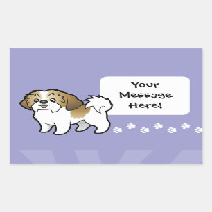 Sticker Rectangulaire Cartoon Shih Tzu (coupe de chiot)