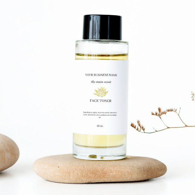 Sticker Rectangulaire Cartouche de toner jaune lotus cosmétique étiquett (Yellow lotus face toner cosmetics packaging label sticker)