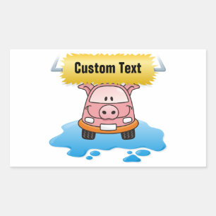 Sticker Rectangulaire Carwash Pig