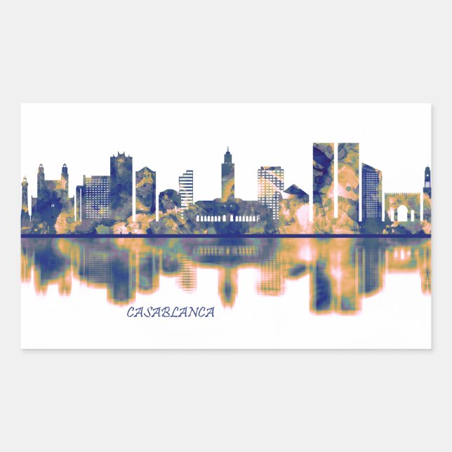 Sticker Rectangulaire Casablanca Skyline (Devant)
