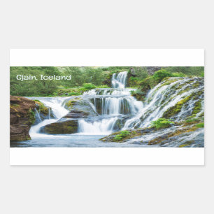 Sticker Rectangulaire Cascades de Gjain, Islande