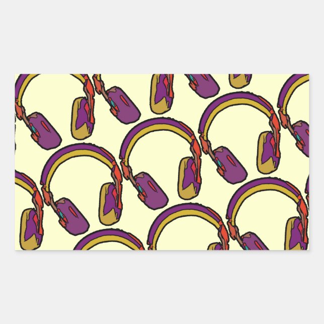 Sticker Rectangulaire casque dj couleur (Devant)