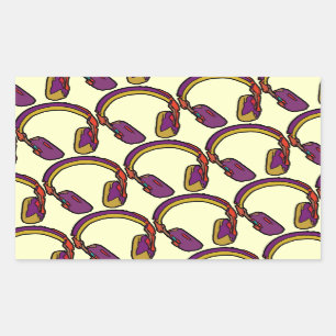 Sticker Rectangulaire casque dj couleur