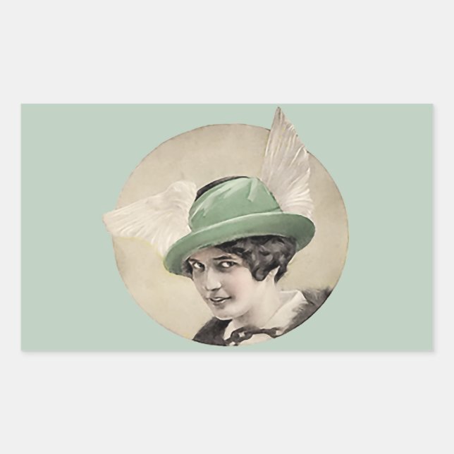 Sticker Rectangulaire Casquette vert vintage (Devant)
