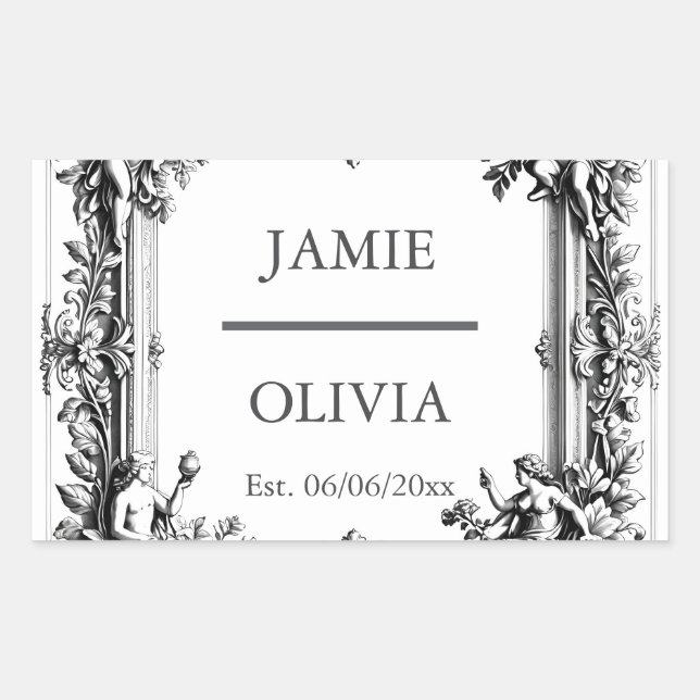 Sticker Rectangulaire Casserole Victorienne personnalisée - mariage (Devant)