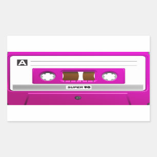 Sticker Rectangulaire cassette rose