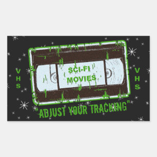 Sticker Rectangulaire Cassette Vidéo Sci Fi-Movies Réglez Votre Suivi