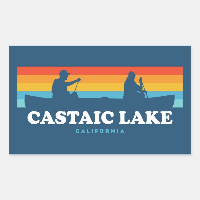 Sticker Rectangulaire Castaic Lake Californie Canoë (Devant)
