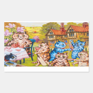 Sticker Rectangulaire Cat Garden Party