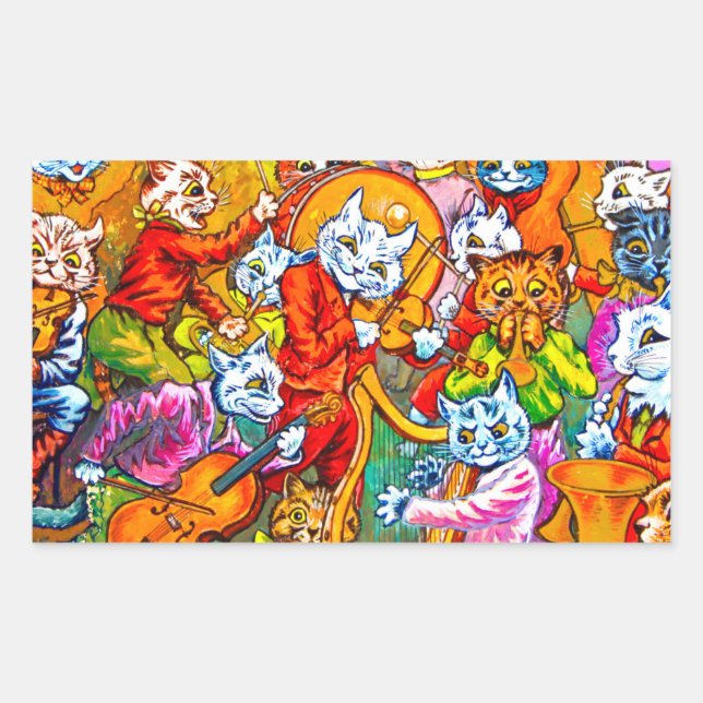 Sticker Rectangulaire Cat Musical Band (Devant)
