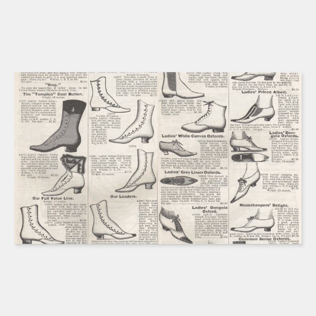Sticker Rectangulaire Catalogue de chaussures pour dames vintage - 1900s (Devant)