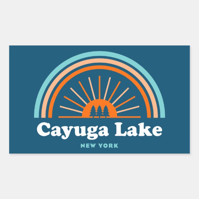 Sticker Rectangulaire Cayuga Lake New York Rainbow (Devant)