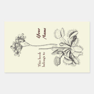 Sticker Rectangulaire Ce Livre Appartient À Floral