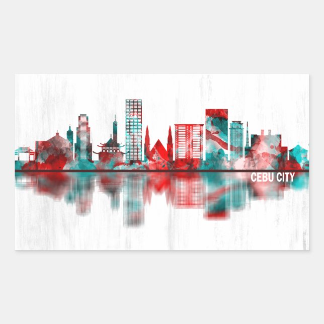 Sticker Rectangulaire Cebu City Philippines Skyline (Devant)