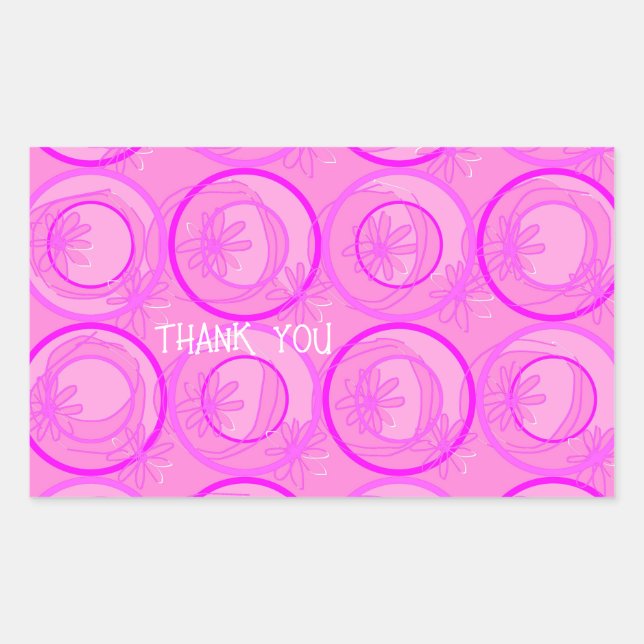 Sticker Rectangulaire Cercles d'accentuation Fleurs Arrière - plans rose (Devant)