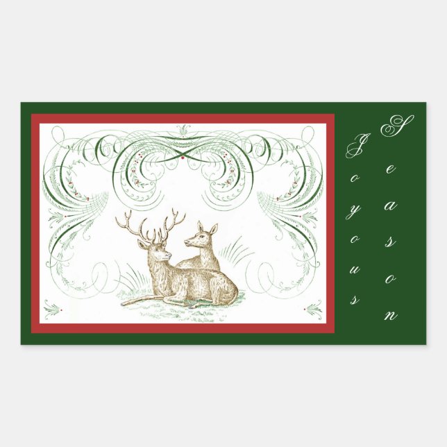Sticker Rectangulaire Cerf de Noël (Devant)