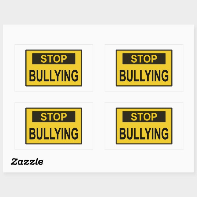 Sticker Rectangulaire Cesser le signe d'intimidation jaune (Feuille)