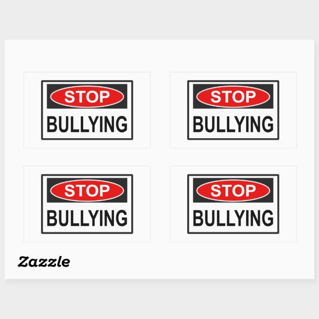Sticker Rectangulaire Cesser le signe d'intimidation rouge (Feuille)