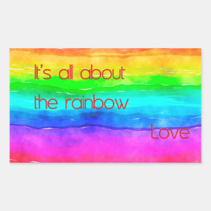 Sticker Rectangulaire C'est tout sur l'amour arc-en-ciel 03