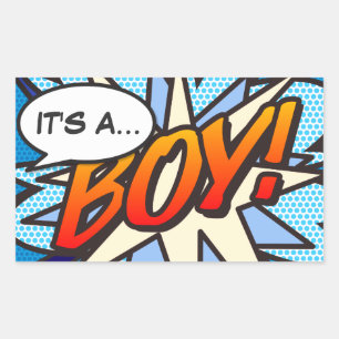 Sticker Rectangulaire C'EST UN GARÇON Révélation du sexe Fête Livre de b
