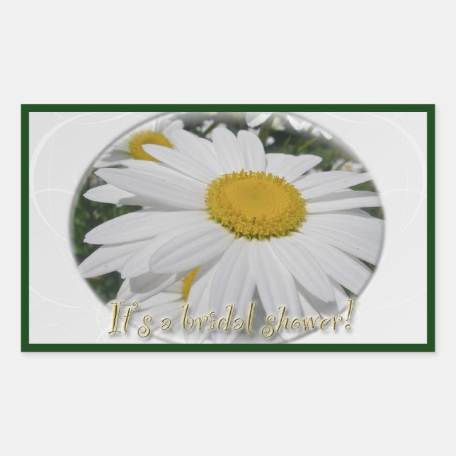 Sticker Rectangulaire "C'est une douche" Daisy Fête des mariées Fleur sa (Devant)