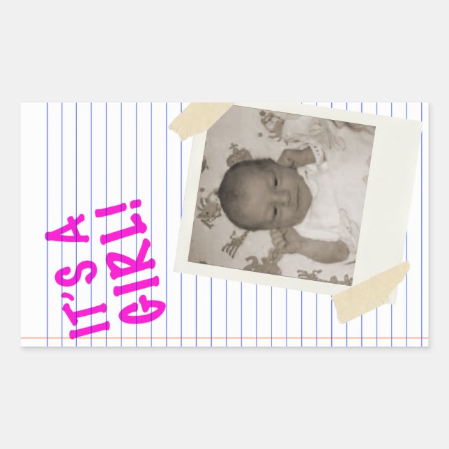 Sticker Rectangulaire c'est une fille (Devant)