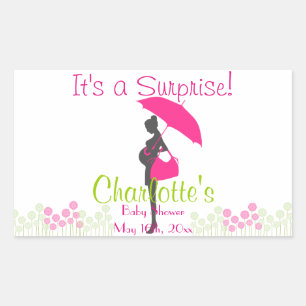 Sticker Rectangulaire C'est une surprise ! Baby shower de la silhouette