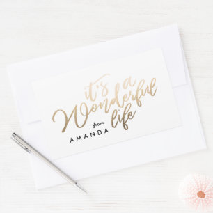 Sticker Rectangulaire C'est une vie merveilleuse Lettering Gold Foil