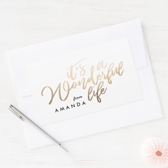Sticker Rectangulaire C'est une vie merveilleuse Lettering Gold Foil (Enveloppe)