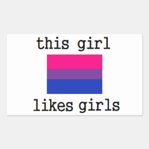 Sticker Rectangulaire Cette fille aime l'autocollant bisexuel de fierté