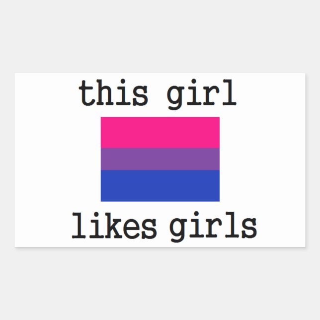 Sticker Rectangulaire Cette Fille Aime Les Filles Bisexuel Bi Pride Stic (Devant)