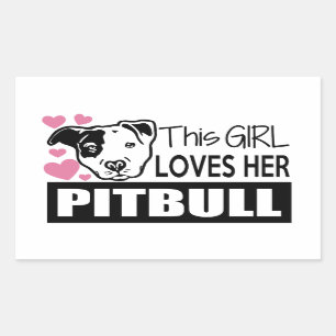 Sticker Rectangulaire Cette Fille Aime Son Pitbull