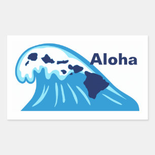 Sticker Rectangulaire Chaîne Aloha Ocean Wave Hawaii Islands