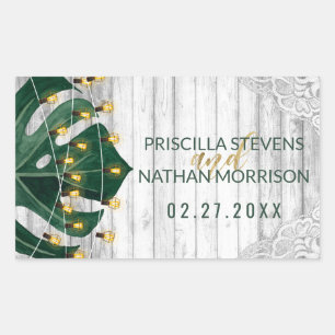 Sticker Rectangulaire Chaîne suisse de feuille de fromage lights Mariage