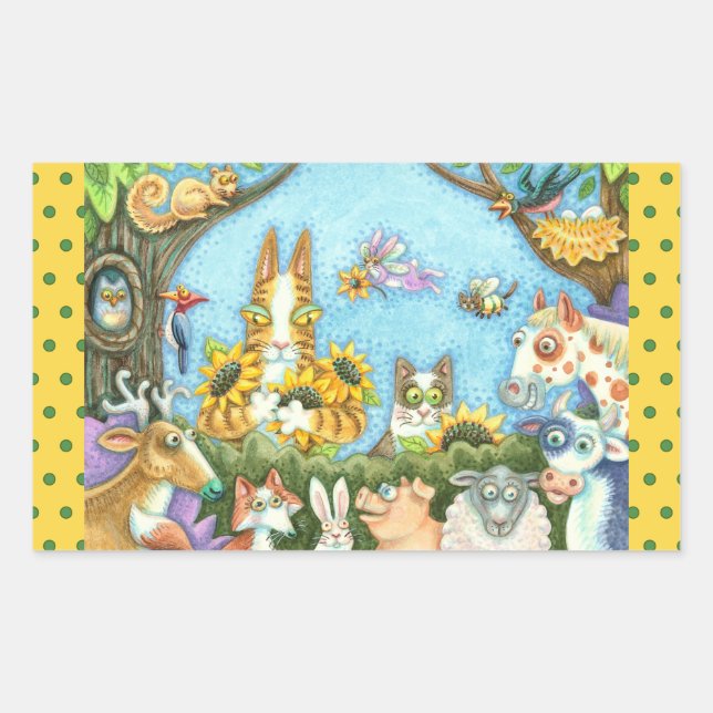 STICKER RECTANGULAIRE CHAÎNES N'FITZ ET MENAGERIE D'AMIS, AMUSANT (Devant)