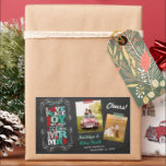 Sticker Rectangulaire Chalkboard Mistletoe Vintage photo de Noël<br><div class="desc">Vintage Black Chalkboard Mistletoes, Love Peace Joy Baisers Notre Premier Noël Comme M. Et Mme, Rouge Et Vert, Gras Et Coloré Lettres Modernes Bloc Typographie, 2 Collage Multiphoto Sticker Mariage. Conçu par fat*fa*tin. Facile à customiser avec votre propre texte, photo ou image. Pour des demandes personnalisées, veuillez contacter fat*fa*tin directement....</div>