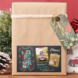 Sticker Rectangulaire Chalkboard Mistletoe Vintage photo de Noël