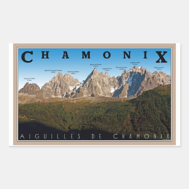 Sticker Rectangulaire Chamonix - Aiguille de Chamonix (Devant)